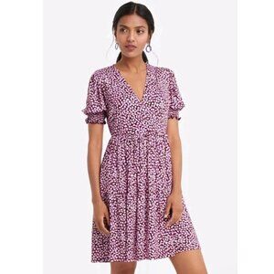 Draper James - Faux Wrap Dress in Burgundy Dot - NWT